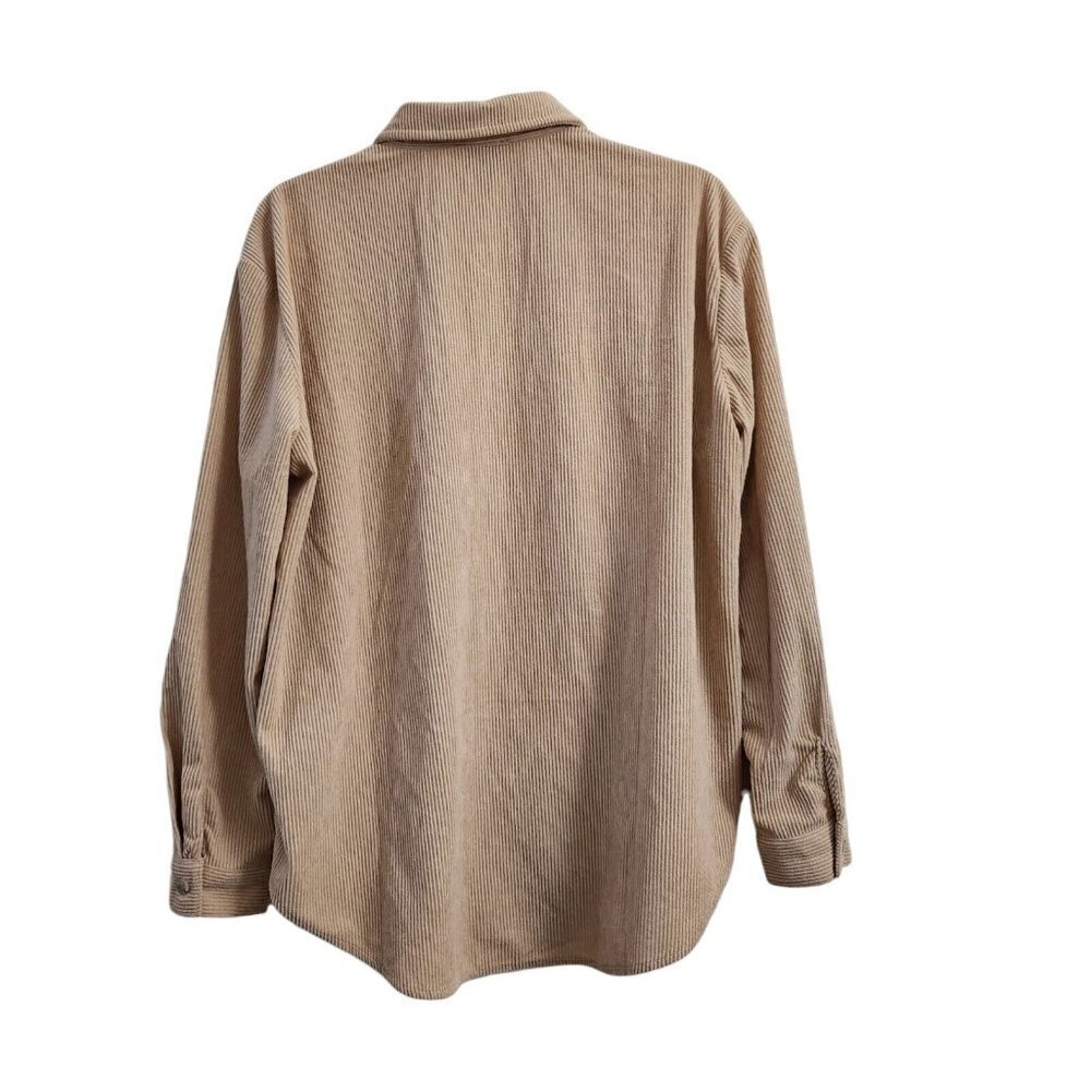 Princess Polly Womens Western Corduroy Top 6 Beige Shacket Button Front Boho - Picture 10 of 13